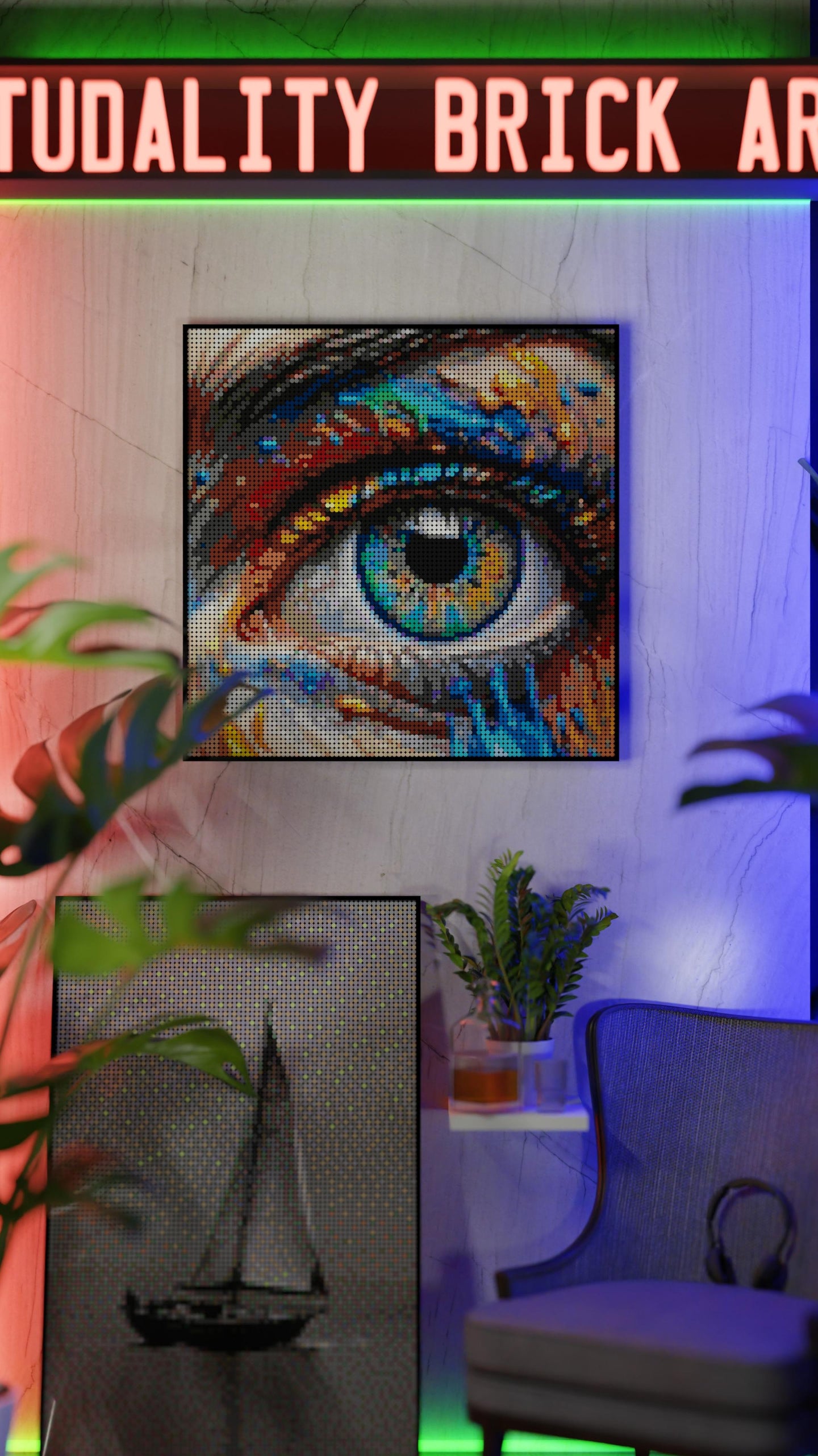 Looking for Art LEGO® Style mosaic wall art made from colorful plastic bricks